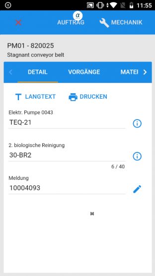 Mobile SAP-Transaktion: Instandhaltung mit MSB FIVE – Details