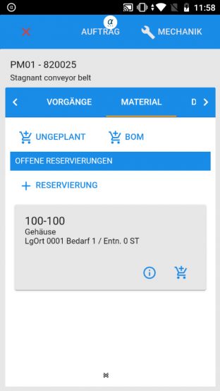 Mobile SAP-Transaktion: Instandhaltung mit MSB FIVE – Material