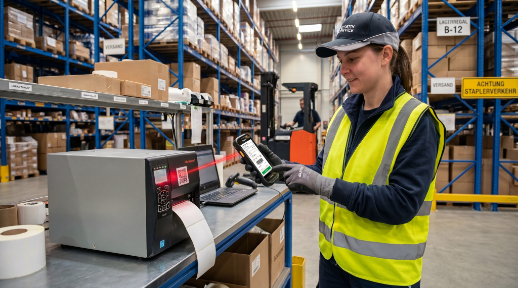 Direkte Druckeransteuerung im Lager per Barcode